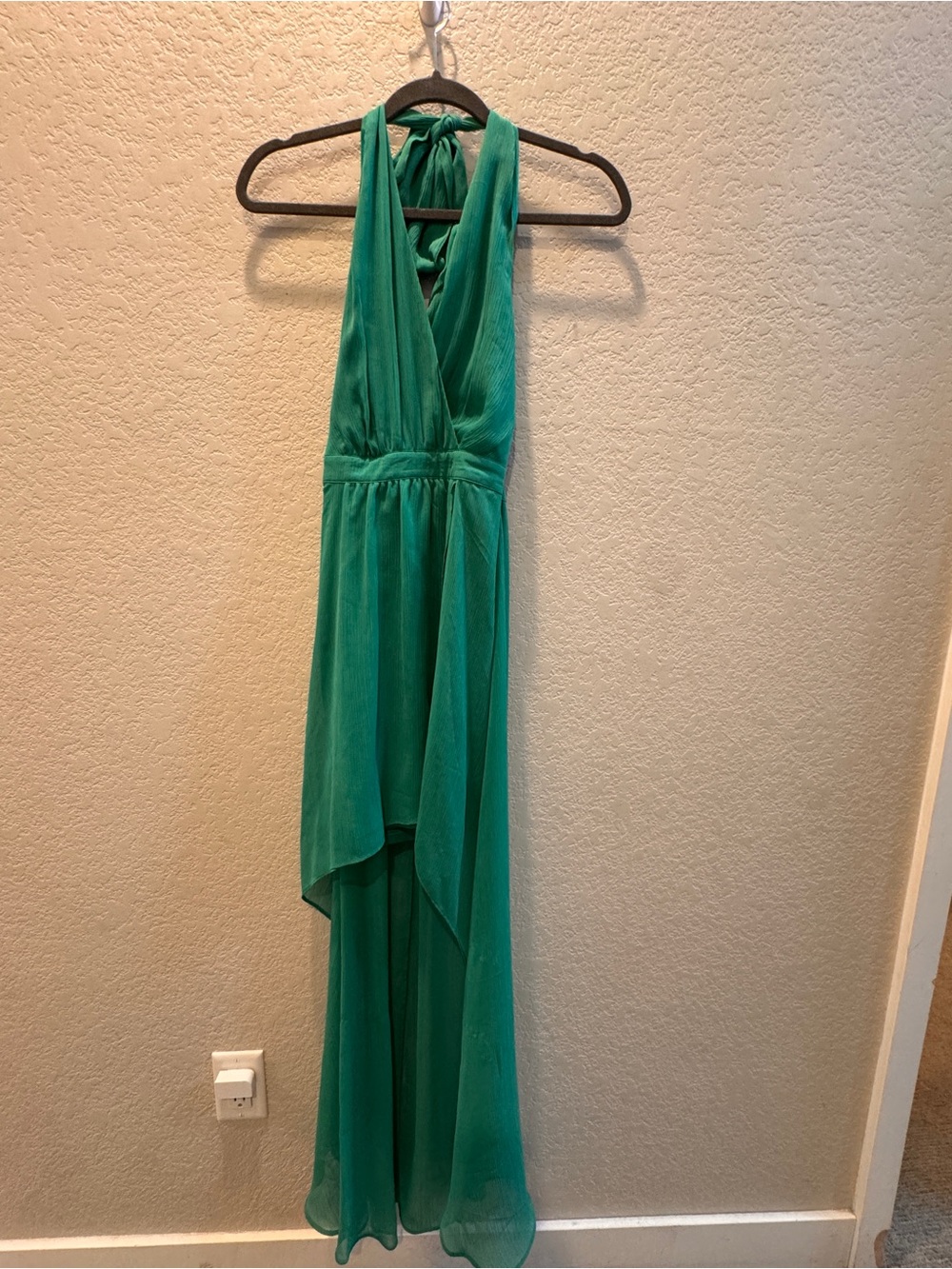 Green Halter High-Low Maxi chiffon Dress - Elegant Evening Gown